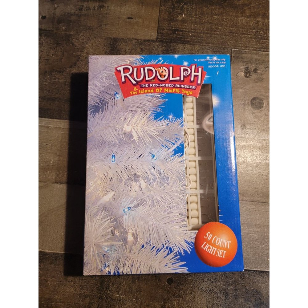 Rudolph the Red-Nosed Reindeer 50 count light set blue white 2002